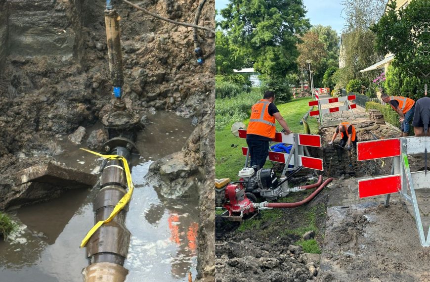 Gesprongen waterleiding Kikkerveen